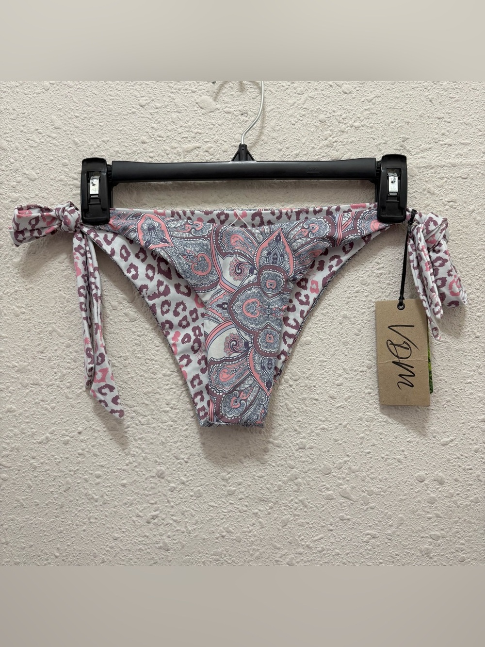 VDM The Label Paisley and Leopard Print Reversible Tie Side Bikini Bottoms NWT M